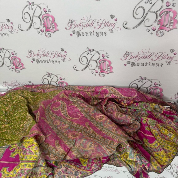 Wrap skirt multiway Kariza vintage paisley floral reversible Boho bohemian tie - Picture 5 of 13